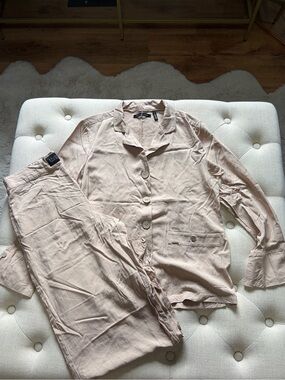 Women’s Pretty You Beige Button-Up Loungewear Set-size 4-6